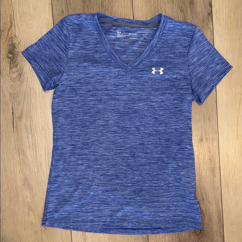 Under Armour Women's Heathered Blueish purple V-Neck Tee